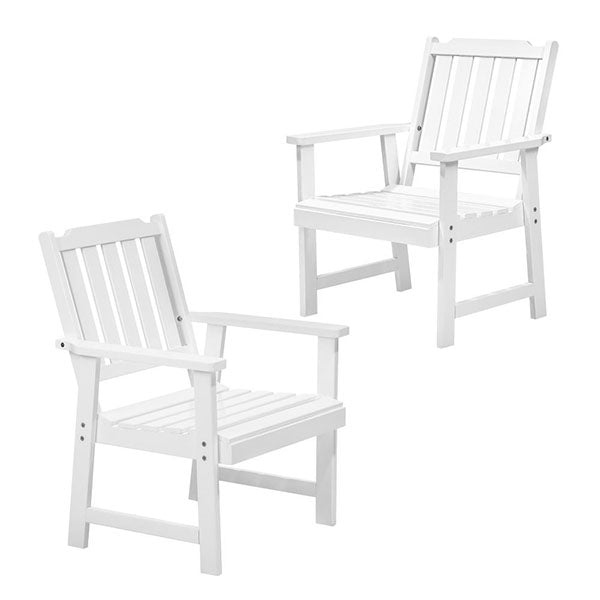 Outdoor Armchair 2PCS Wooden Patio Set White