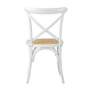 2Pcs Crossback Dining Chair Solid Birch Timber Wood Ratan Seat White