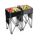 2 Pcs Folding Camping Tables With Large Capacity Storage Sink