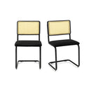 2 Pcs Mid Century Modern Dining Chair With Cane Back Cantilever Design
