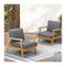 2PCS Outdoor Wooden Armchair with Cushion