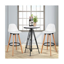2Pcs Pu Leather Bar Stools With Round Metal Footrest White