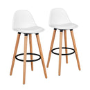 2Pcs Pu Leather Bar Stools With Round Metal Footrest White