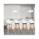 2Pcs Pu Leather Bar Stools With Round Metal Footrest White