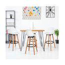 2Pcs Pu Leather Bar Stools With Round Metal Footrest White