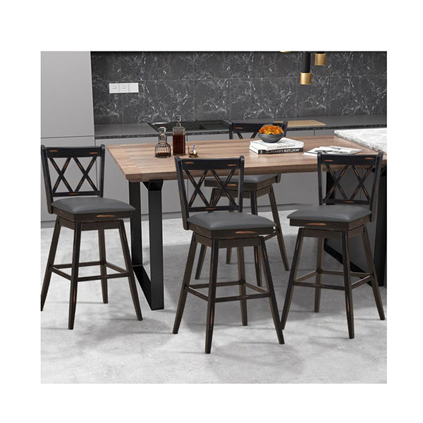2 Pcs Swivel Bar Stools With Backrest And Rubber Wood Legs Black 96 Cm
