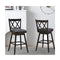 2 Pcs Swivel Bar Stools With Backrest And Rubber Wood Legs Black 96 Cm
