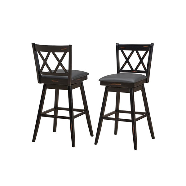 2 Pcs Swivel Bar Stools With Backrest And Rubber Wood Legs Black 96 Cm