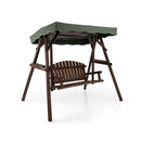 2 Person A Frame Wooden Garden Swing Chair With Adjustable Canopy