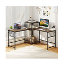 2 Person L Shaped Desk With Printer Stand Rustic Brown