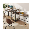 2 Person L Shaped Desk With Printer Stand Rustic Brown