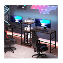 2 Person L Shaped Desk With Printer Stand Rustic Brown