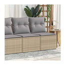 2 Piece Garden Sofa Set With Cushions Beige Poly Rattan Acacia