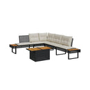 2 Piece Garden Sofa Set With Cushions Black Poly Rattan And Acacia