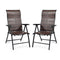 2 Piece Outdoor Patio Rattan Folding Chair with Adjustable High Backrest for Garden Balcony