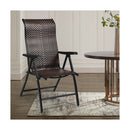 2 Piece Outdoor Patio Rattan Folding Chair with Adjustable High Backrest for Garden Balcony