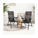 2 Piece Outdoor Patio Rattan Folding Chair with Adjustable High Backrest for Garden Balcony