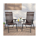 2 Piece Outdoor Patio Rattan Folding Chair with Adjustable High Backrest for Garden Balcony