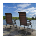 2 Piece Outdoor Patio Rattan Folding Chair with Adjustable High Backrest for Garden Balcony