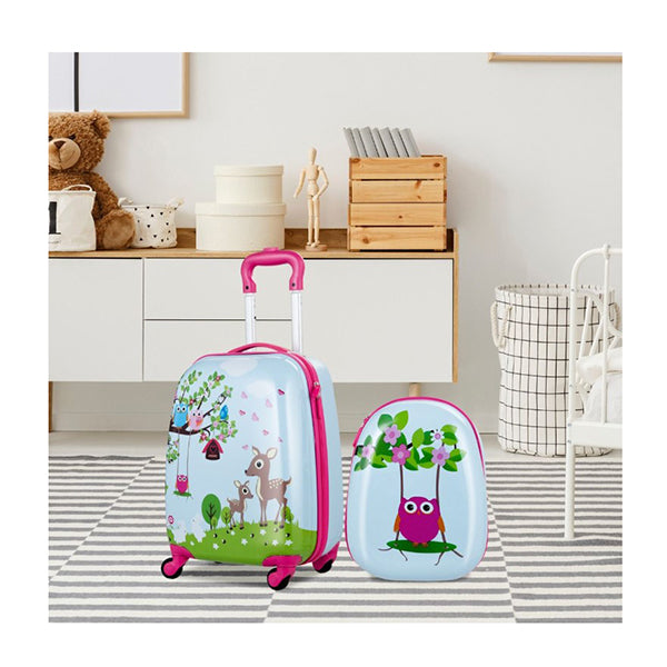 2 Pieces Kids Luggage Set With 4 Casters Retractable Handle