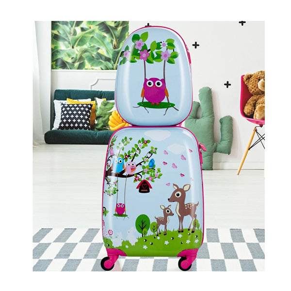 2 Pieces Kids Luggage Set With 4 Casters Retractable Handle