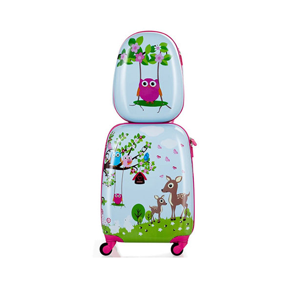 2 Pieces Kids Luggage Set With 4 Casters Retractable Handle