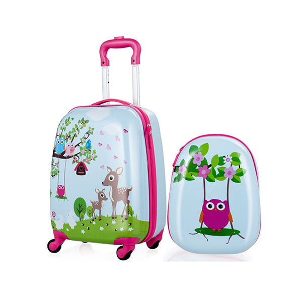 2 Pieces Kids Luggage Set With 4 Casters Retractable Handle