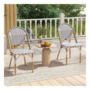 2 Pieces Outdoor Armless Dining Chairs With Hand Woven Rattan White
