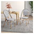 2 Pieces Outdoor Armless Dining Chairs With Hand Woven Rattan White