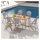 2 Pieces Outdoor Armless Dining Chairs With Hand Woven Rattan White