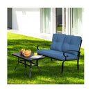 2 Pieces Outdoor Conversation Set With Ergonomic Backrest Armrest Blue