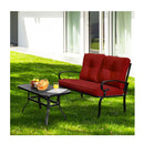 2 Pieces Outdoor Conversation Set With Ergonomic Backrest Armrest Red