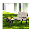 2 Pcs Outdoor Conversation Set With Ergonomic Backrest Armrest Beige