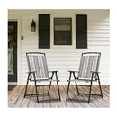 2 Pieces Patio Folding Chairs Metal Frame Armrest Garden Yard Grey