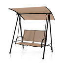 2 Seat Outdoor Swing With Adjustable Canopy For Patio Garden Beige