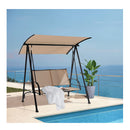 2 Seat Outdoor Swing With Adjustable Canopy For Patio Garden Beige