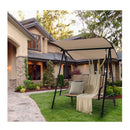 2 Seat Outdoor Swing With Adjustable Canopy For Patio Garden Beige