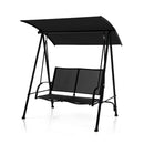 2 Seat Outdoor Swing With Adjustable Canopy For Patio Garden Black