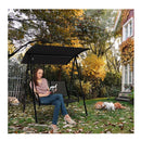 2 Seat Outdoor Swing With Adjustable Canopy For Patio Garden Black