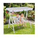 2 Seater Kids Porch Swing With Adjustable Canopy White