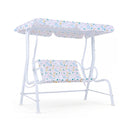 2 Seater Kids Porch Swing With Adjustable Canopy White
