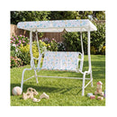 2 Seater Kids Porch Swing With Adjustable Canopy White