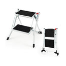 2 Step Folding Ladder With Heavy Duty Metal Frame For Household Garden