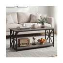 2 Tier Center Table With Storage Shelf And X Side Frames Grey