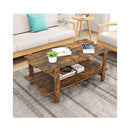 2 Tier Coffee Table Slatted Wood Center Table Storage Shelf Coffee