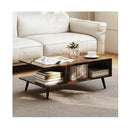2 Tier Coffee Table With 2 Open Shelves Rustic Brown