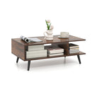 2 Tier Coffee Table With 2 Open Shelves Rustic Brown