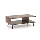 2 Tier Coffee Table With 2 Open Shelves Rustic Brown