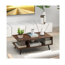 2 Tier Coffee Table With 2 Open Shelves Rustic Brown