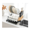 2 Tier Detachable Dish Drying Rack With Cutlery Holder
